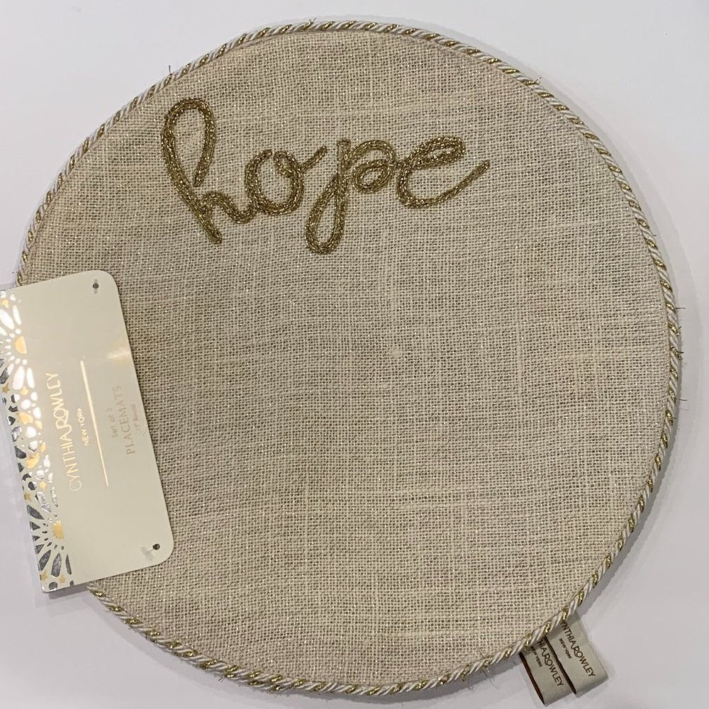 Cynthia Rowley Burlap Gold Christmas Placemat Set